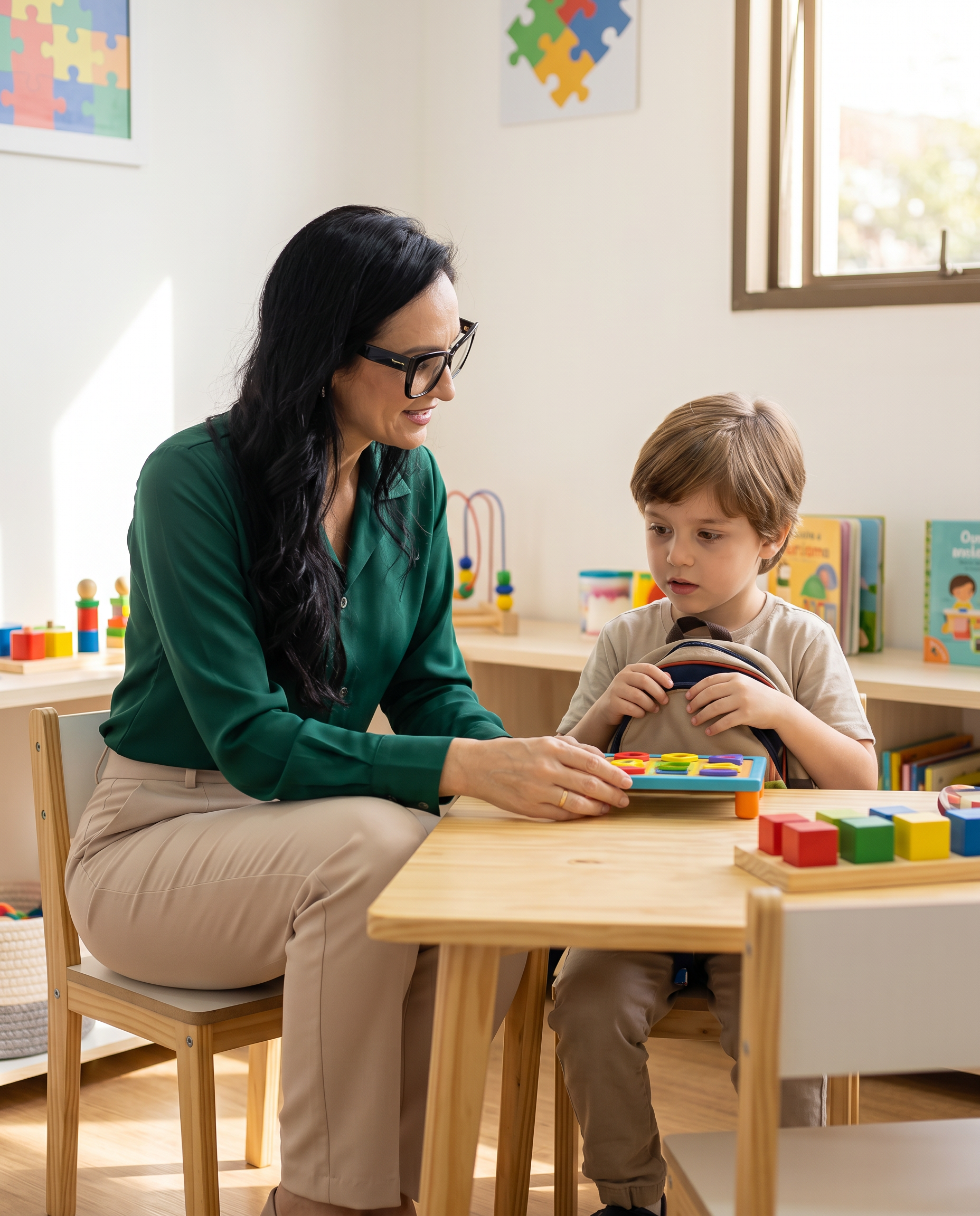 Dra Núbia Rosetti realizando atendimento infantil com paciente no Instituto Afécia