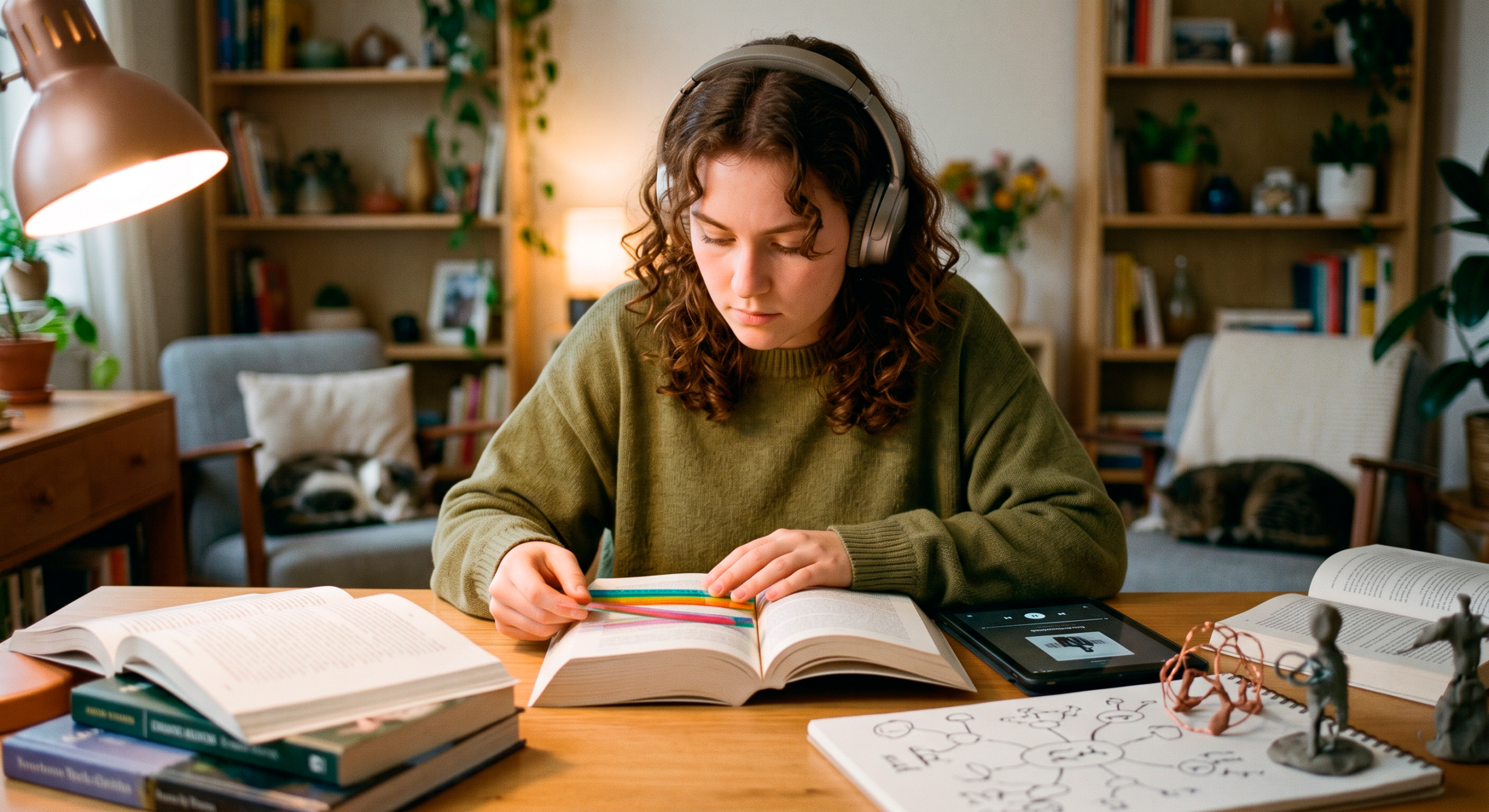 Criança com dislexia lendo com dificuldade um livro na escola